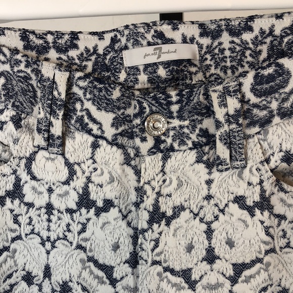 7 For All Mankind Lace Denim Pants Size 29 Blue White Skinny Stretch #e11 - Picture 6 of 11